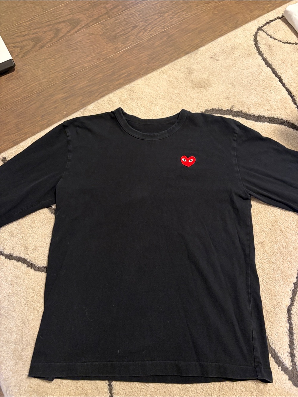 Comme des Garcons PLAY Black Long Sleeve Tee with Red Heart Logo